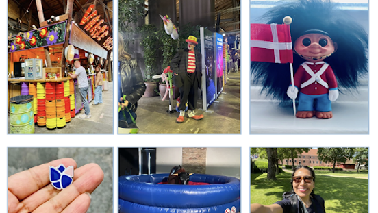 Picture Of 6 Different Images Around Them Umbraco Codegarden Festival. Including Danish Flags, Badges And Stages